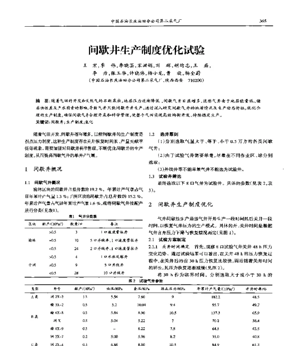 间歇井生产制度优化试验