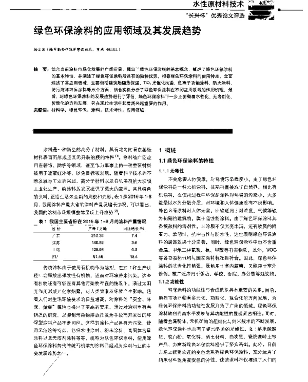 绿色环保涂料的应用领域及其发展趋势