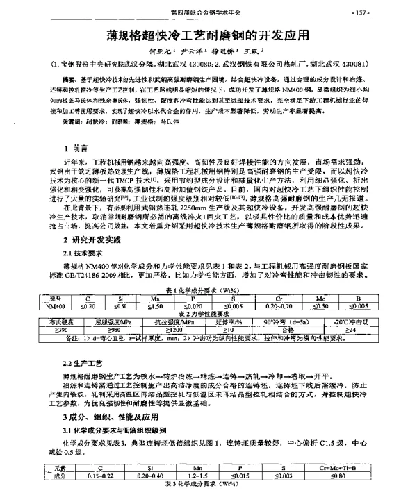 薄规格超快冷工艺耐磨钢的开发应用