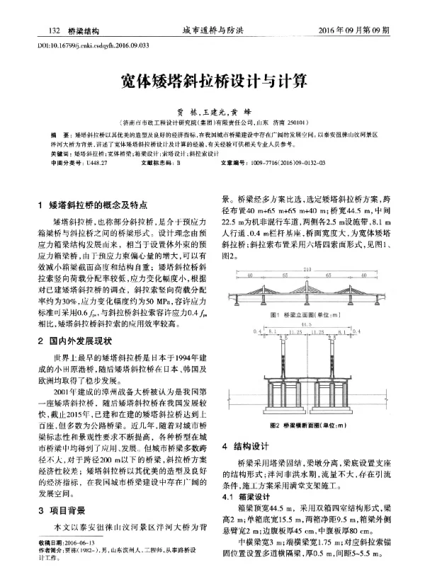 宽体矮塔斜拉桥设计与计算