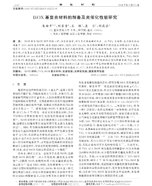 BiOX基复合材料的制备及光催化性能研究