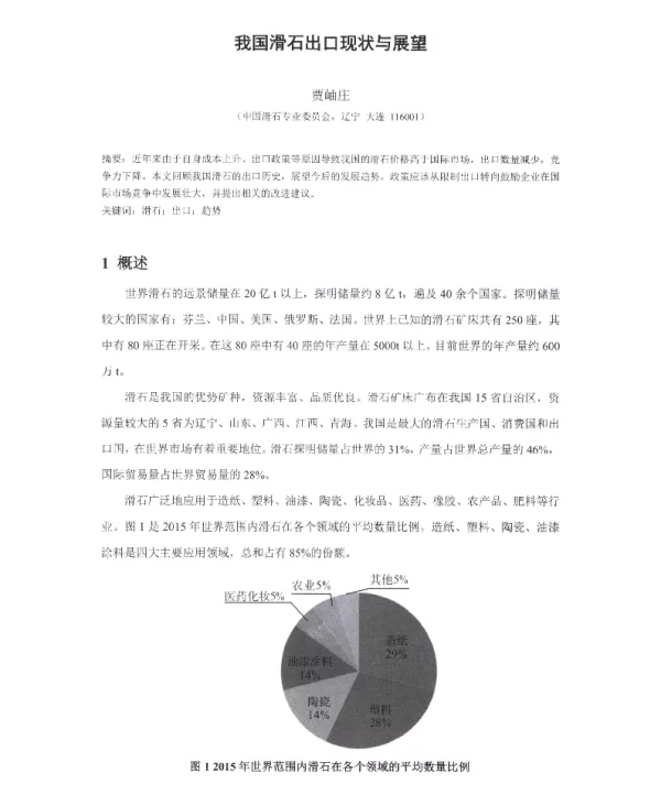 我国滑石出口现状与展望