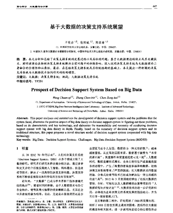基于大数据的决策支持系统展望