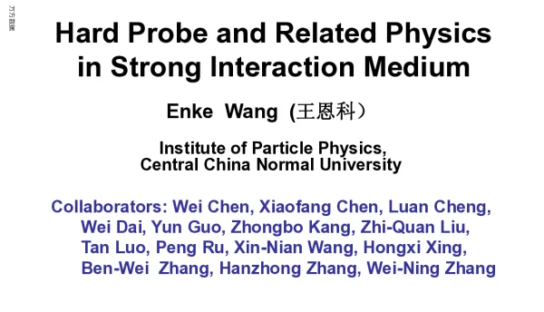 HardProbeandRelatedPhysicsinStrongInteractionMedium