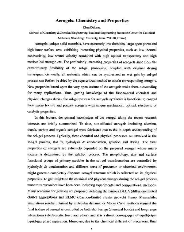 AerogelsChemistryandProperties