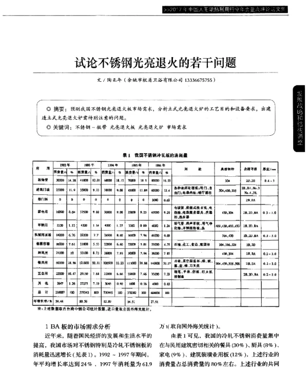试论不锈钢光亮退火的若干问题