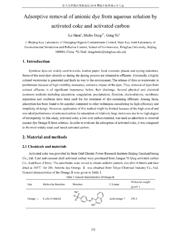 Adsorptiveremovalofanionicdyefromaqueoussolutionbyactivatedcokeandactivatedcarbon