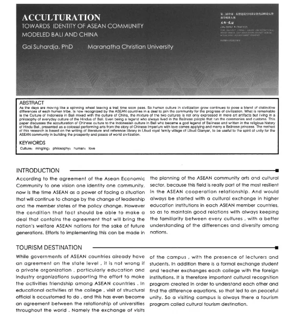 ACCULTURATIONTOWARDSIDENTITYOFASEANCOMMUNITYMODELEDBALIANDCHINA