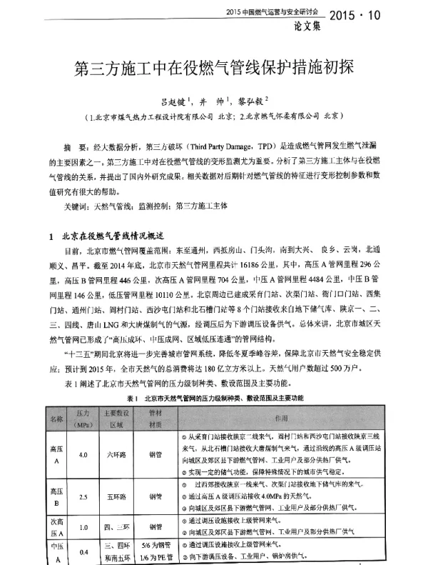 第三方施工中在役燃气管线保护措施初探