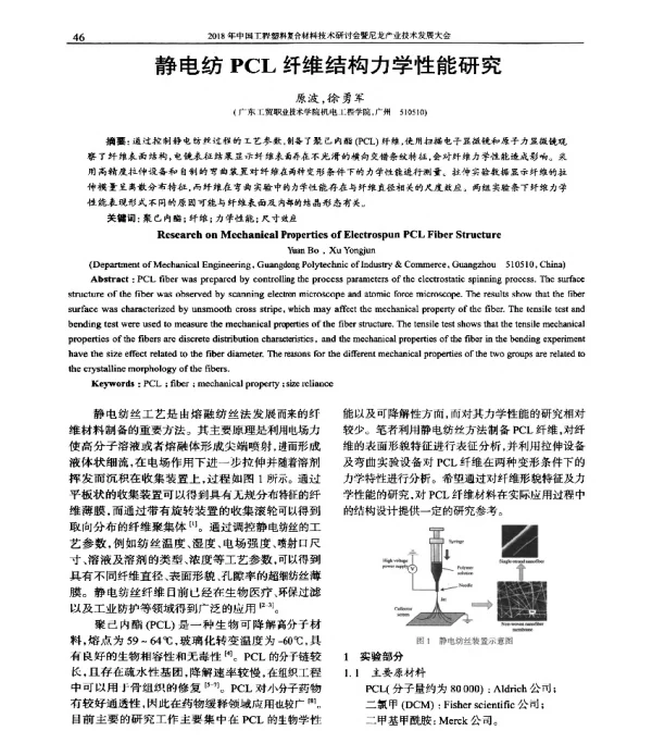 静电纺PCL纤维结构力学性能研究