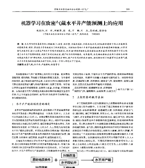 机器学习在致密气藏水平井产能预测上的应用