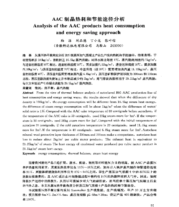 AAC制品热耗和节能途径分析