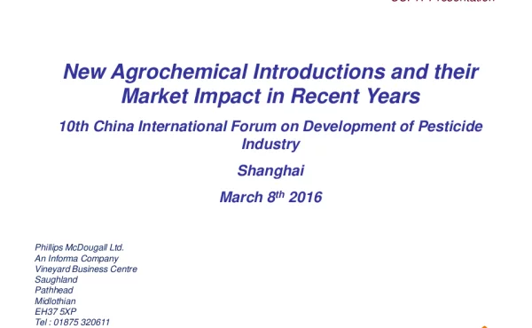 NewAgrochemicalIntroductionsandtheirMarketImpactinRecentYears