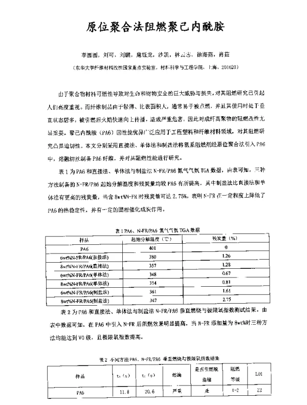 原位聚合法阻燃聚己内酰胺