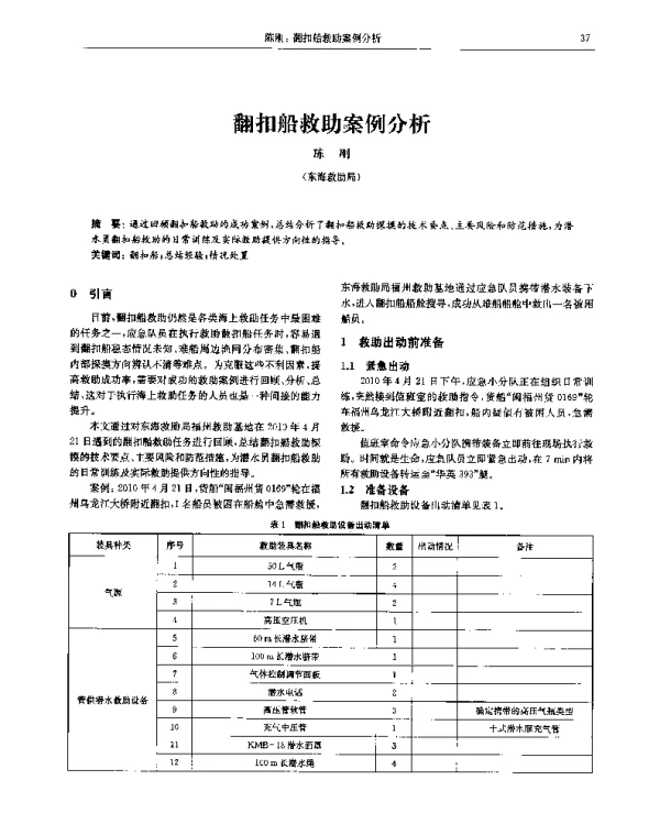 翻扣船救助案例分析