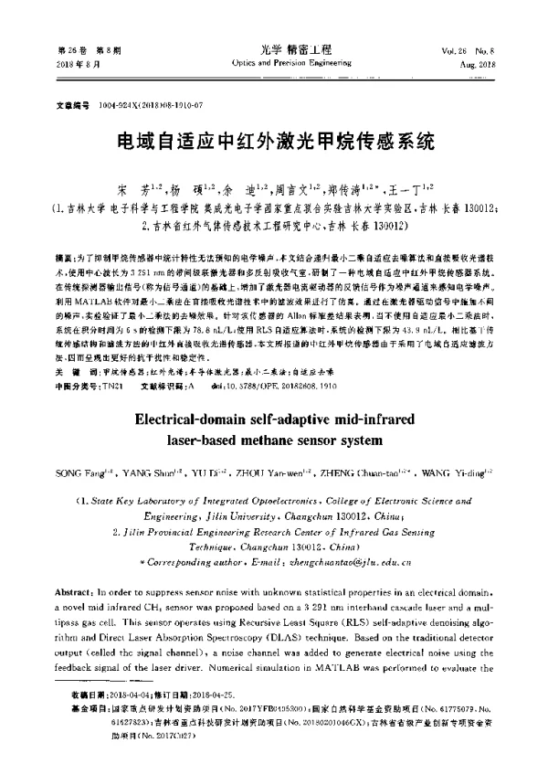 电域自适应中红外激光甲烷传感系统