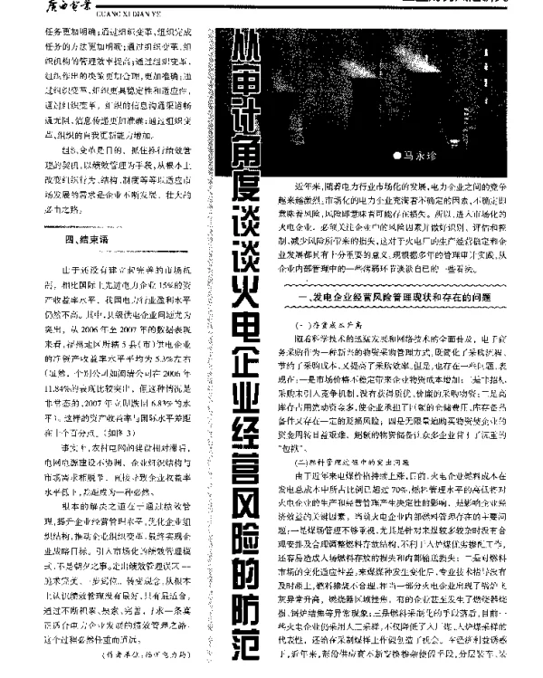 从审计角度谈谈火电企业经营风险的防范