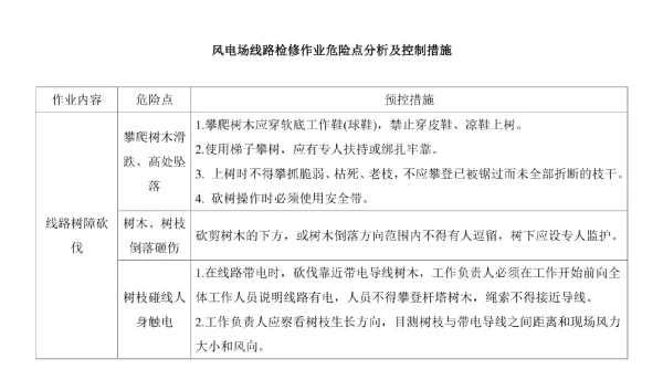 风电场线路检修作业危险点分析及控制措施