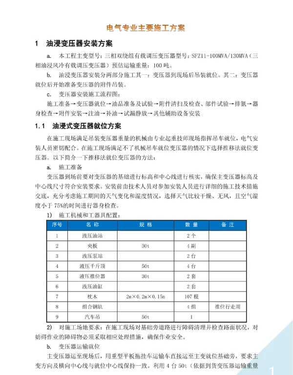 电气施工方案汇编
