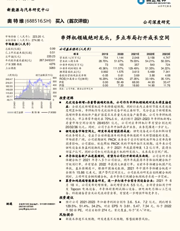奥特维-串焊机领域绝对龙头，多点布局打开成长空间20220401