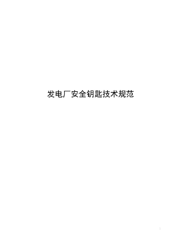 2020发电厂安全钥匙技术规范