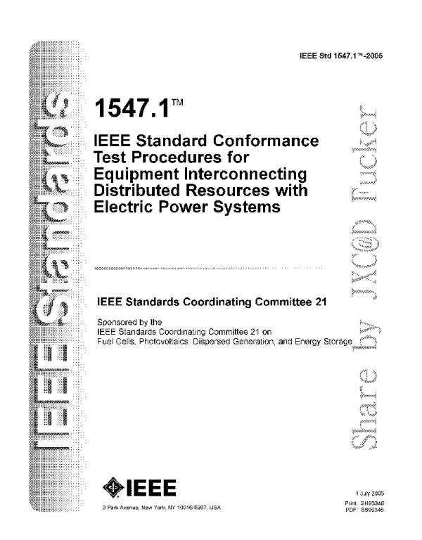 IEEE1547.1-2005带电力系统的设备互连配电资源的合格试验程序