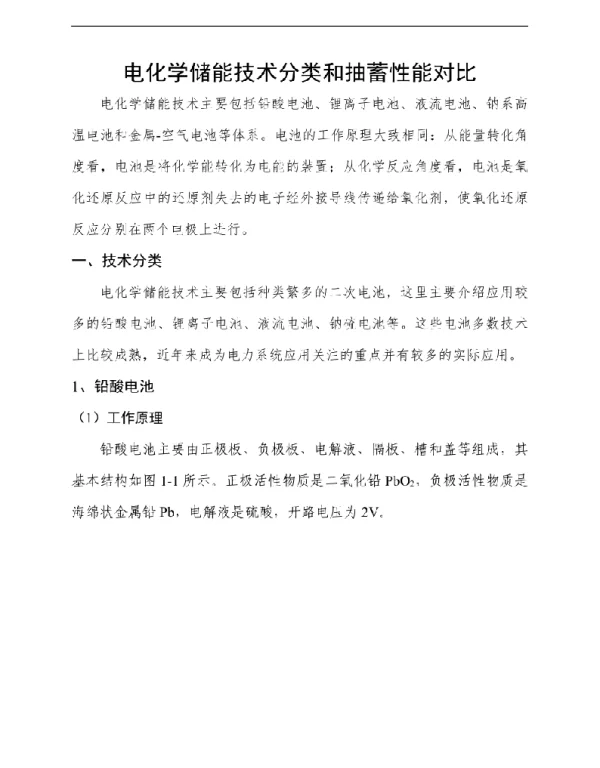 抽蓄蓄能与电化学储能技术经济对比分析报告