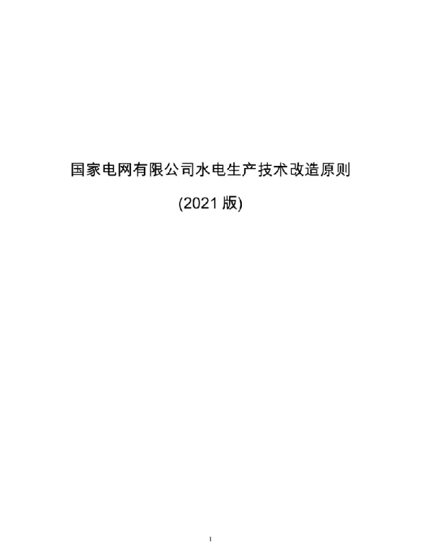 国家电网有限公司水电生产技术改造原则 2021版 