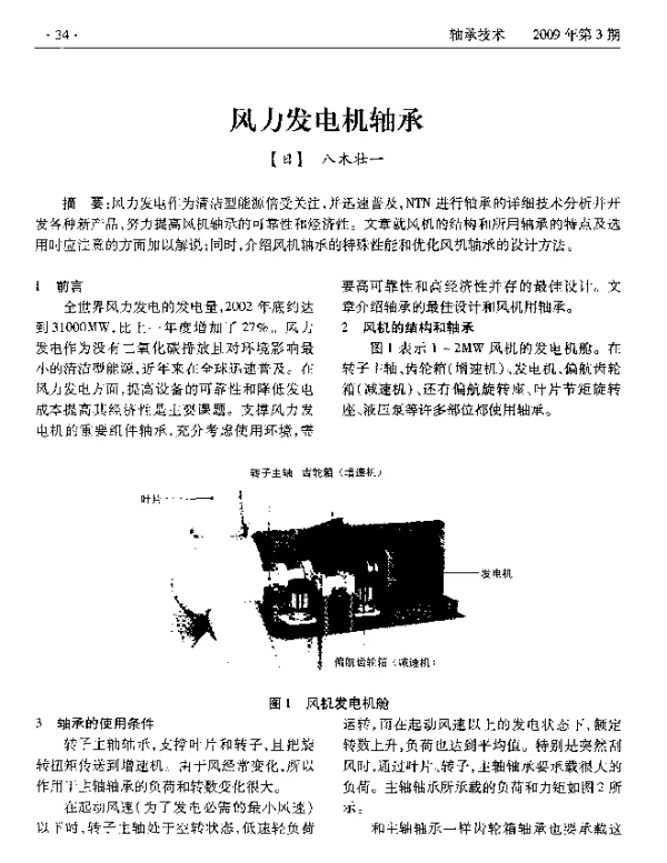 风力发电机轴承