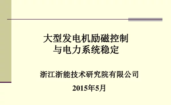 大型发电机励磁控制系统和电力系统稳定