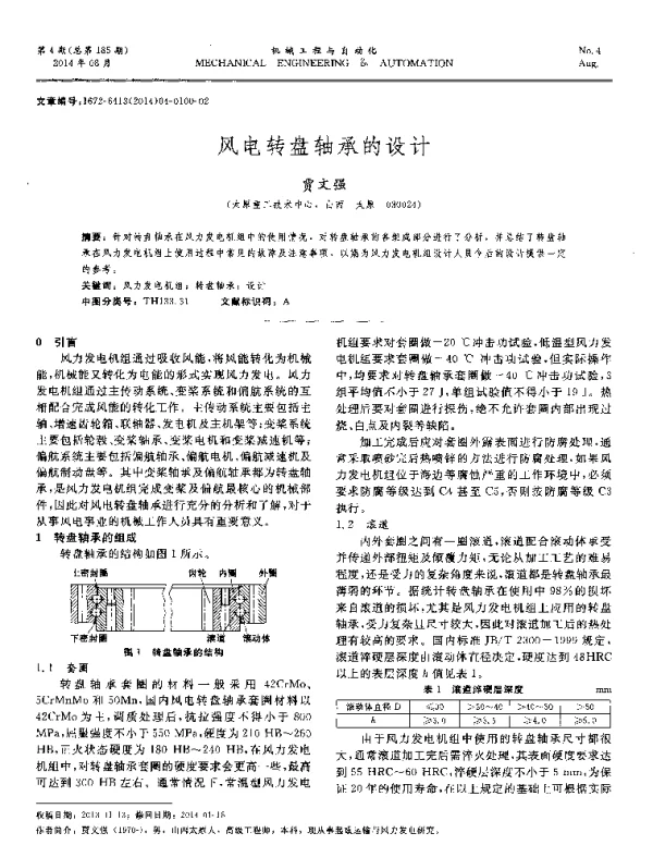 风电转盘轴承的设计