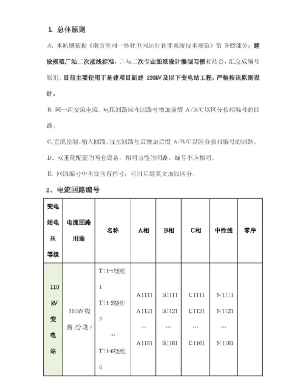 二次回路和电缆编号原则