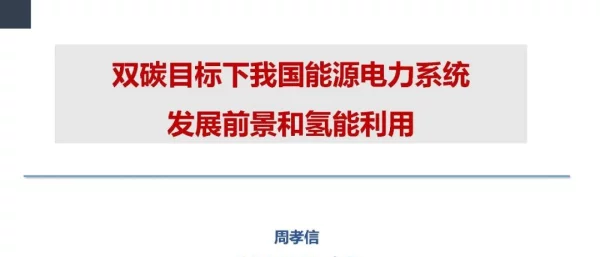 周孝信：双碳目标下我国能源电力系统发展前景和氢能利用