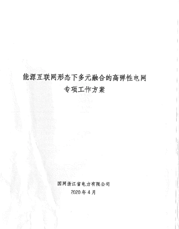 能源互联网形态下多元融合高弹性电网专项工作方案