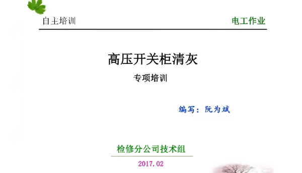 高压开关柜清灰专项培训教材
