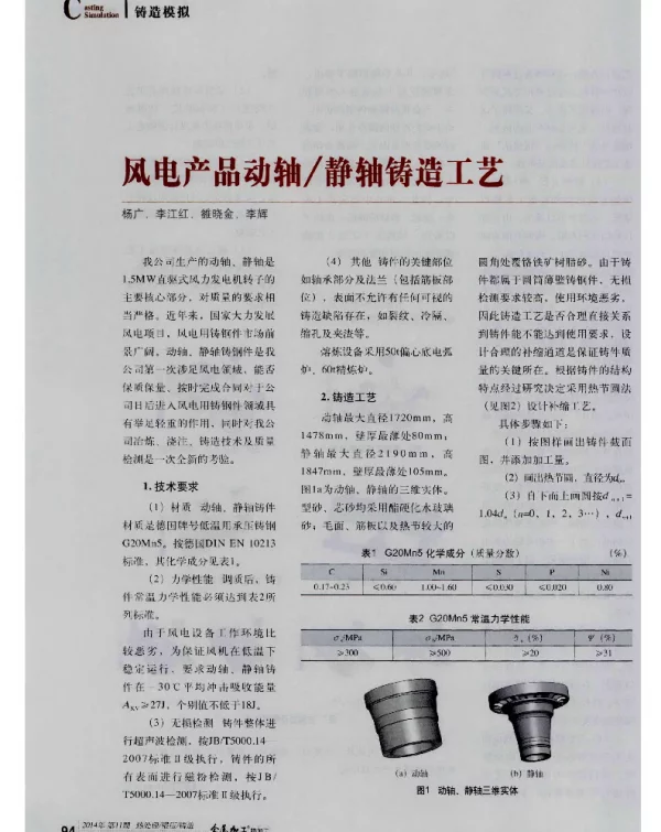 风电产品动轴静轴铸造工艺-
