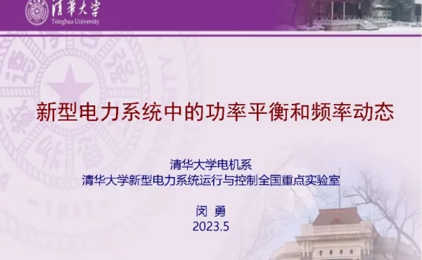 新型电力系统中的功率平衡和频率动态