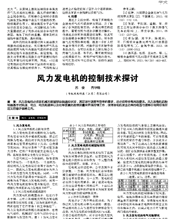 风力发电机的控制技术探讨