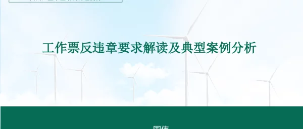 工作票反违章要求解读及典型违章案例分析（讲稿）