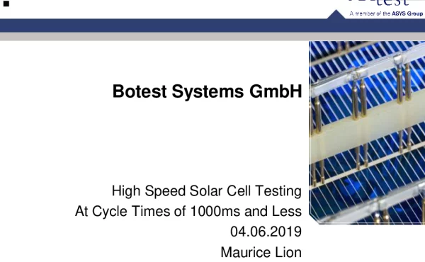 Bottest高速测试电池片技术介绍
