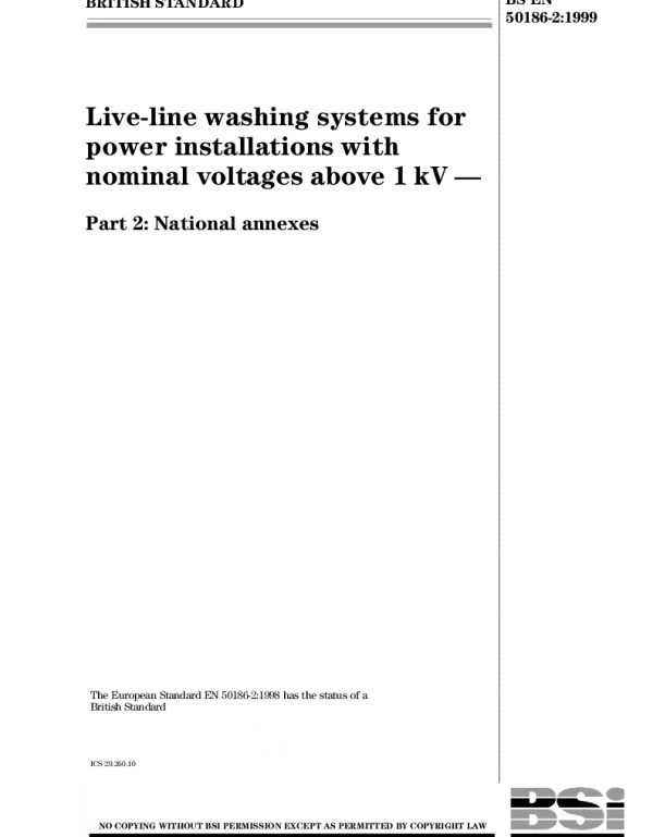 BSEN50186-2-1999额定电压超过1KV的电力安装洗衣系统.国家附录