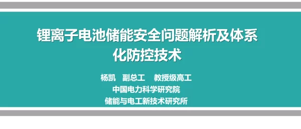 2023一杨凯锂离子电池储能安全问题解析及体系化防控技术