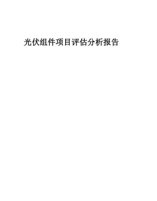 2023年光伏组件项目评估分析报告