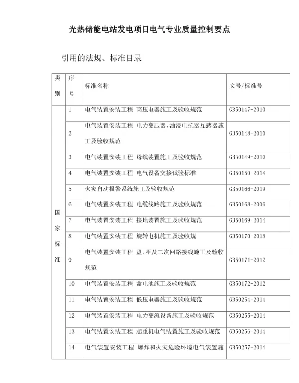 光热储能电站发电项目电气专业质量控制要点
