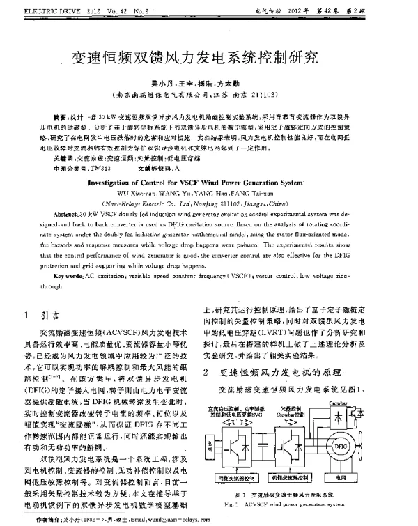 变速恒频双馈风力发电系统控制研究