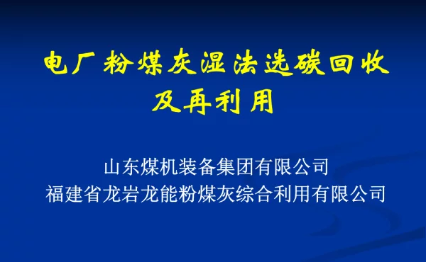 电厂粉煤灰湿法选碳及综合利用