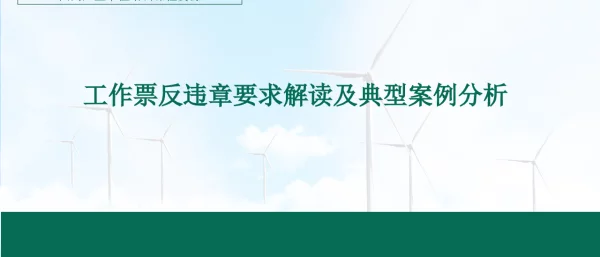 工作票反违章要求解读及典型违章案例分析