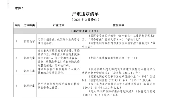 国家电网安监〔2022〕106号　国家电网有限公司关于进一步加大安全生产违章惩处力度的通知 1 