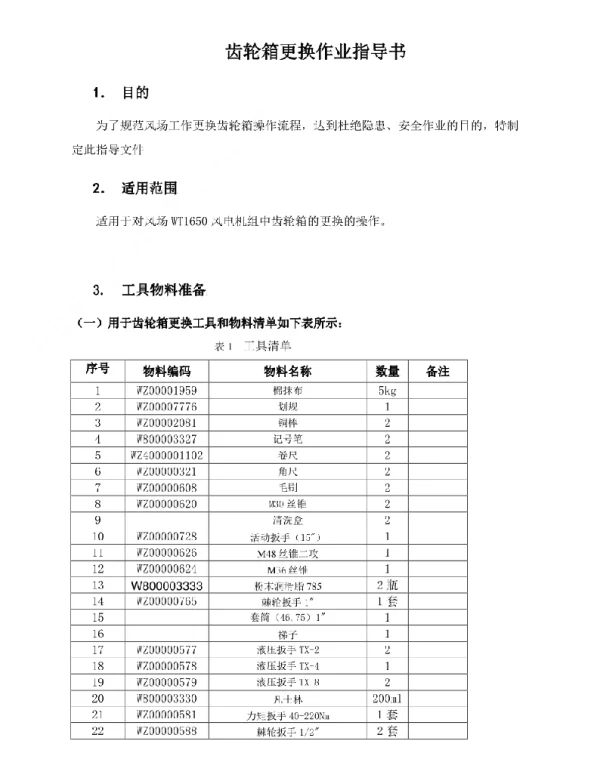 风机齿轮箱更换作业指导书