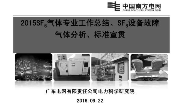 2015年SF6气体专业工作总结、SF6设备故障气体分析、标准宣贯